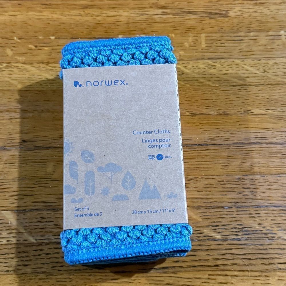 Norwex Counter Cloths Light Blue Set of 3 NWT